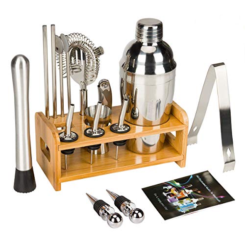 SUPHOOK Cocktail Set 19 Teilig, Cocktail Shaker 750ML, Cocktail Shaker Edelstahl Bar-Werkzeug-Set, Cocktail Set mit Rezeptbuch, Bar Set Bar Zubehör Shakerset mit Sieb