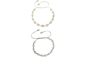 Made by Nami Zestaw 2 x naszyjnik z muszli dla kobiet i dziewcząt – naszyjnik typu choker w stylu boho – ręcznie wykonany łańcuszek z muszli kauri – biżuteria surferska z Niemiec – wodoodporny i