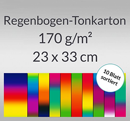 Preisvergleich Produktbild Regenbogen-Tonkarton, 10 Blatt, beidseitig bedruckt
