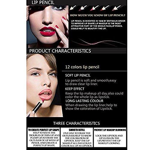 Mode 12 Farbe Wasserdicht Lipliner Lip Liner Pencil Set Nicht Verblassen Lippenstift Pencil Matte Lip Pencil Lip Makeup Set 12 PCS Molie - 8