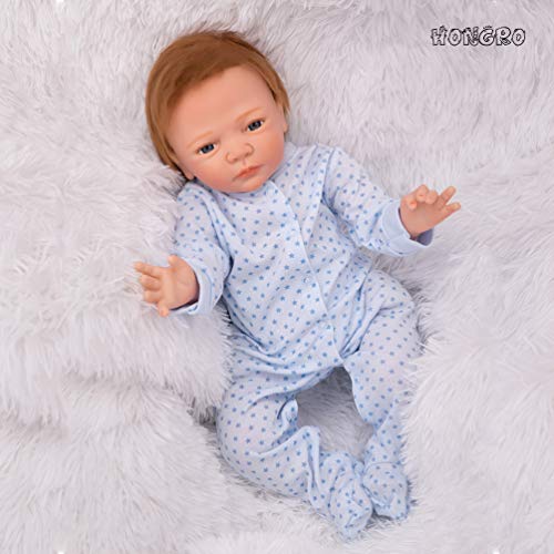 HONGRO DOLL Muñecas Reborn,Absolutamente realistas y Lindas bebé Reborn niño , 50cm Hecho a Mano de Silicona Reborn Baby para la Edad 3+ niña Regalos / Juguetes (Certificación EN71)
