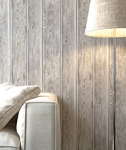 Holztapete Vinyl Braun Natur , schöne edle Tapete im Holzwand Design , moderne 3D Optik für Wohnzimmer, Schlafzimmer oder Küche inklusive Newroom Tapezier Ratgeber mit Tipps für perfekte Wände - 5