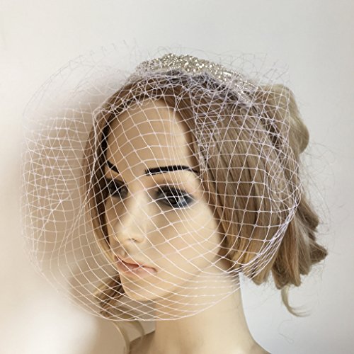 MagiDeal Damen Eleganter Vogelkäfig Schleier Fascinator mit Strass - 8