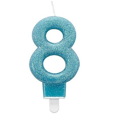 Amscan Bougie d'anniversaire Numéro 8 paillettes 9900769 7,6 cm