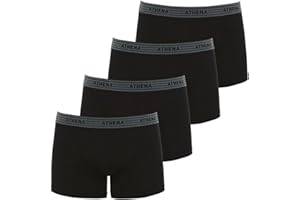 Athena - Lot de 4 Boxers Homme Ecopack - Boxers Coton Stretch Extensible - Label Oeko-TEX® - Coupe Ergonomique, Doublure Avant, Confort et Maintien