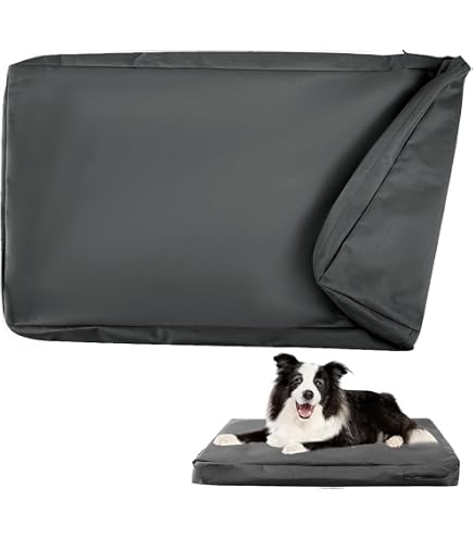 Hundebettbezug Wasserdicht Mit Reißverschluss – Oxford-Bezug Für Hundekäfige, Leicht Abnehmbar & Waschbar In Grau, 81 X 112 X 15 Cm