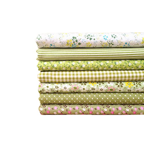 LUFA Green Series 7pcs / set Fabric Bundles Blume gedruckt Baumwollgewebe Patchwork Näh Stoff 50x50cm