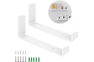 ZHSX Shelf Bracket Heavy Duty 3mm Thick, 2 Pack Wall Brackets for Shelves, 230mm Scaffold Board Bracket, Rustic Wall Mounted Shelve Brackets L Shape, White Metal Shelf Bracket, Support 20kgs