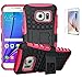 Produktbild ISENPENK Samsung Galaxy S6(2015) Hülle mit Panzerglas,TPU+PC Ultra Slim Tough Rugged Hardcase with Built-in 360-Grad-Drehung Kickstand Selbst Ständer 2in1 Stand Case,Wasserdicht Shockproof Anti Slip Stoßfest Back Cover Protection Tasche Schutzhülle für für Samsung Galaxy S6(2015) 5.1 Zoll-[rosa]+Panzerglas/Schutzfolie/Schutzglas