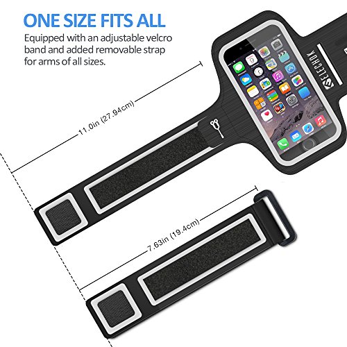 ELECHOK SchweiÃŸfest Sport Armband Fitness Universell HandyhÃ¼lle iPhone-ID Touch-Mit SchlÃ¼sselhalter,Kabelfach,Kartenhalter,fÃ¼r iPhone 8/7/6/6S/5/SE,Galaxy S7/S6 edge Laufen Joggen bis 5.1 Zoll-Schwarz