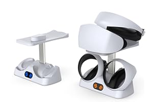 HMHAMA Soporte de base de carga para controlador PS VR2, estación de carga de mango VR con luz indicadora, accesorios de soporte VR para auriculares PS VR2 y mango