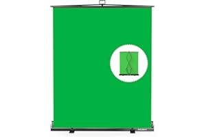 【Einfacher Aufbau】 RAUBAY 152x210cm zusammenklappbarer Grün Hintergrund Green Screen, tragbare ausziehbare Chroma-Key-Platte, Fotohintergrund mit Ständer für Videokonferenzen, Fotostudios, Streaming