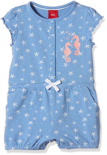 s.Oliver Baby Girls mit Glitterprint - Dungarees - Multicoloured (blue AOP 55A3), 18-24 months (Manufacturer size: 92)