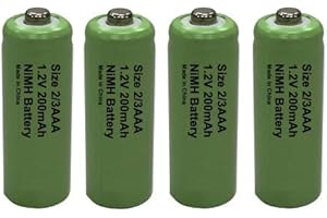 4 x Buyabattery 2/3AAA (Two Thirds AAA) Rechargeable Solar Light Batteries 1.2V 200mAh NiMH 2/3-AAA Length 30mm Diameter 10mm