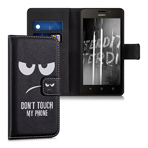 kwmobile Funda para Huawei Ascend Y635 - Carcasa de  Cuero sint  tico  con dise  o Don t Touch my Phone - Case con  Tarjetero 