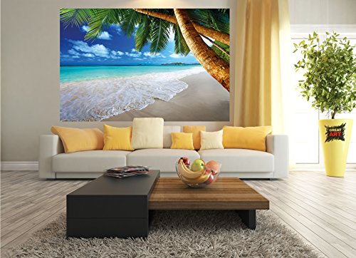 Fototapete Karibik Sandstrand mit Palmen und Meer Wand-dekoration – Wandbild Strand Poster-Motiv by GREAT ART (210 x 140 cm) - 6