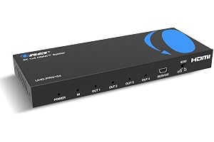 Orei 4K 1x4 HDMI Splitter Duplicater by OREI - with Down Scaler 4 Ports with Full Ultra HD, HDCP 2.2, Upto 4K at 60Hz, 1080p & 3D Supports EDID Control - UHDPRO-104, Model Number: UHD-PRO104