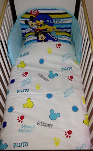 Disney Mickey Mouse & Pluto Bedding Set for Cot or Cotbed (Cotbed - 140 x 70cm)