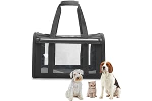 KIMUWOTE Transportbox für Hunde und Katzen, Faltbare katzentasche transporttasche, hundetragetasche Transporttasche mit Einstellbar Schultergurt katzenbox für Katzen Hunde Haustiere, schwarz