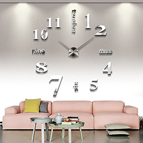 Preisvergleich Produktbild EsportsMJJ DIY Silber Large 3D Wand Mauer Uhren Schmuck