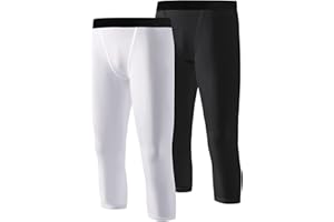 Hovershoes 3/4 Garçons Jeunes Compression Leggings Collants Base Layer Sports Course Capris Enfants Pantalons pour entraînement Basketball