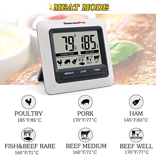 ThermoPro TP04 Digital Bratenthermometer Ofenthermometer mit integriertem Countdown Timer - 4