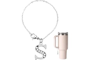 NQEUEPN Ciondolo con Lettera per Stanley Tazza, Strass Ciondoli Alfabeto Ciondolo con Maniglia Alfabetica con Nome Personalizzato Ciondolo con Lettera per Stanley Accessori