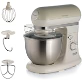 Ariete Vintage Kitchen Chef Beige 1588/03 - خلاط قائم، عجن العجين، 1200 واط، محرك قفل 2400 واط، 5.5 لتر