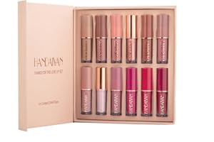 HOPHAT Lot de 12 rouges à lèvres mats en velours, nude, rose, imperméable, longue durée, antiadhésif, ne se décolore pas, brillant à lèvres liquide, cadeau pour femme (Set A)