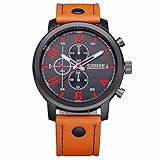 koiiko® Herren 98 ft 30 m Wasser beständig Analog Quarzuhr mit Zifferblatt Analog Display und Lederband