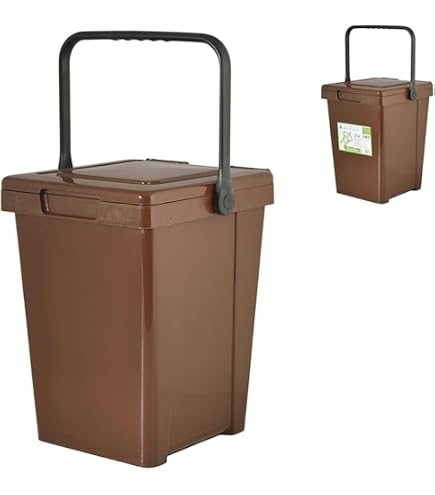 PATTUMIERA ECOLOGIC 35 l MARRONE CON CORPO GRIGIO 380x365 mm H 450 mm