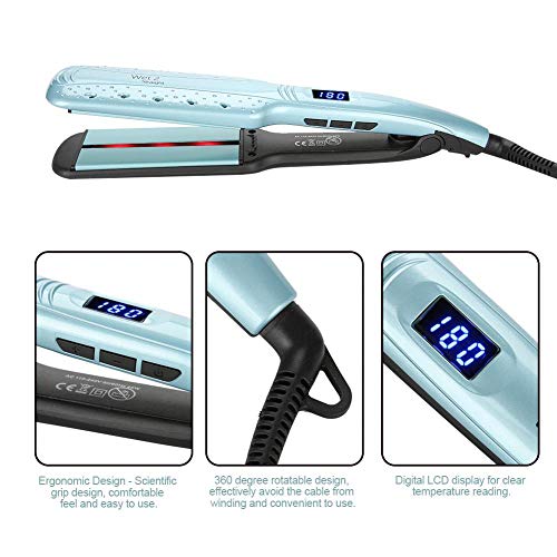 Hair Brush for Hair Straightener Beauty Styling Professional Electric Heated Comb Ergonomics design Tourmaline Ceramic Hair Straightener   3 in 1 design deeply nourishing hair Light Blue 1  