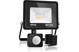 Blivrig Faro LED Esterno con Sensore 20W 2000LM Faretto LED da Esterno Bianco Caldo(3000K) faretto led IP66 Impermeabile faretto led da esterno per Cortile, Campo da Basket, Giardino,Garage