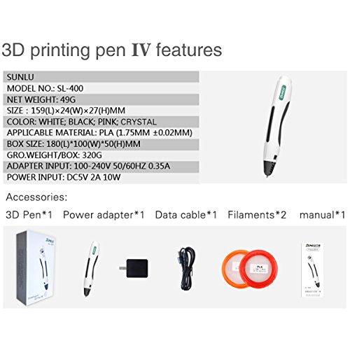 Mohoo Intelligenter 3D Pen 3D Stift 3D Druckstift Pen Vierte Generation USB Und EU Adaptor transparent für Freihand 3D Zeichnungen Crystal - 6