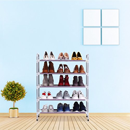 Finether Schuhregal Schuhständer Schuhablage mit Griffen Schuhschrank Regal 5 Ebenen für 15 Paar Schuhe aus Metall 89 x 68 x 30 cm - 4