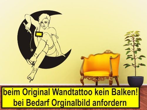 Woman Posing in Crescent Moon Wall Sticker Various Sizes Choice of 27 Colours, white, ca. 95 x 127 cm