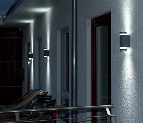 Eco Light Moderne Außenwandleuchte Focus Up- und Downlight, Fassung GU10, IP44 6040 GR - 5