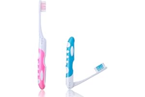 AEAOCVO 2Pcs Folding Toothbrush, Portable, Soft Travel Size, Hiking, Camping, Travel Set