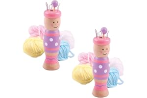 Bigjigs Toys French Knitting Doll (2pk) - Kids Craft Kit with 8 Balls of Wool, Ages 3+