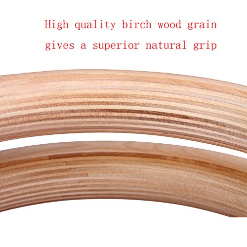 Yimidear Holz Gym Turnringe Übung Fitness Gymnastikringe Wooden Gymnastic Rings Crossfit Gym For Upper Body Strength Fitness And Bodyweight Excercise Suspension Training - 3