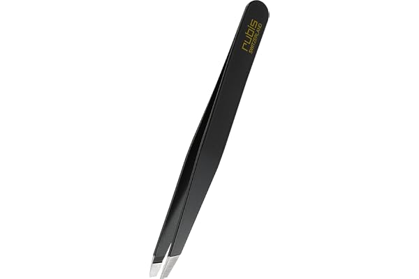 Pince à épiler Rubis en acier inoxydable noir - inclinée, fine et pointue - pince a epiler professionnelle pour les sourcils