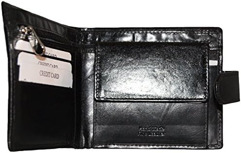 Rowallan Crystal Aniline Cowhide Tabbed Inner Zip Wallet (Black) - Suppliers of Fine Leather Goods