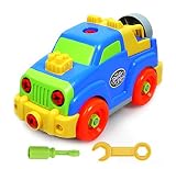 YIXIN Colorful Build-n-Play Assemble Disassemble Vehicle Car Screw Building Toy for Boys Girls Early Education for 3-Year-Old (jeep)