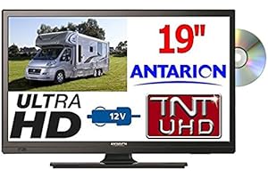 TV19DVDB - TÉLÉVISEUR Camping Car Camion Fourgon LED 18,5" 47cm TNTUHD ULTRAHD 220V 24V 12V ANTARION