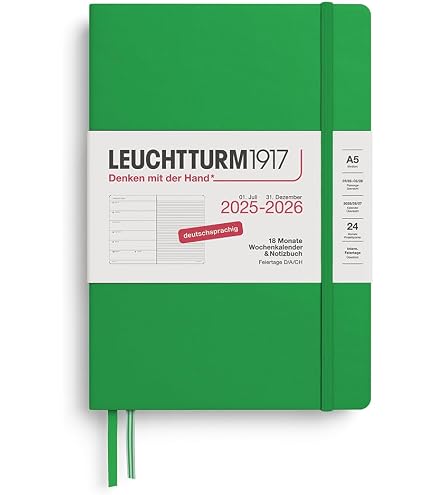 LEUCHTTURM1917 Weekkalender & Notitieboek 2026 – A5 Gestippeld, Dusty Rose, Engels, Hardcover