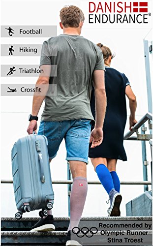 Ökologische Kompressionsstrümpfe von DANISH ENDURANCE® // Abgestufte Kompressionstrümpfe für Männer & Frauen // Steigerung der Leistung, Schnelle Erholung, Bessere Blutzirkulation // Für alle Sportarten, Flugreisen, Krankenschwestern, Medizinische Zwecke und längere Zeiträume im Stehen // 1 Paar - 3