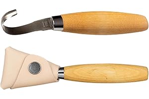 Herbertz 10IT7391846022718IT10 Morakniv Hook Knife 162 Double Edge Coltello da Intaglio con Fodero in Cuoio