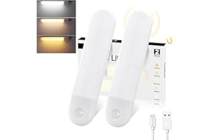 LOUBOUT Under Cabinet Kitchen Lights, 5 Color Temperature 18cm Motion Sensor Lights Indoor, 2 Pack 40 LED Cupboard Lights 2000 mAh Type-C Rechargeable Dimmable Night Light for Kitchen,Stairs, Wardrobe