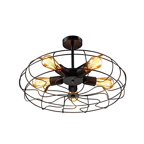 WWWWW Rétro Style Industriel Personnalité Créatif Plafond Lampe for Salon Chambre Magasin De Vêtements Vêtements Recherche Ventilateur Salle De Fer Forgé Loft Plafond Plafonnier (Size : 55CM)
