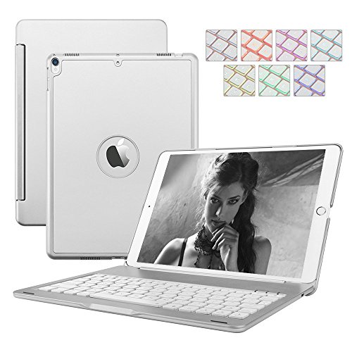 iPad 9.7 2017/2018 Funda de Teclado, Aluminio Dingrich Funda Bluetooth inalámbrico 7 LED retroiluminado Funda Teclado+ Protector de Pantalla + Lápiz óptico,para Apple iPad 9.7 2017/2018